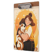 Liebliches Mädchen und Hundehug Klemmbrett (Links)