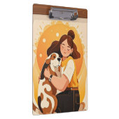 Liebliches Mädchen und Hundehug Klemmbrett (Rechts)