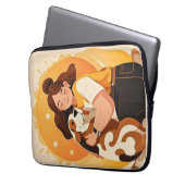 Liebliches Mädchen und Hundehug Laptopschutzhülle (Vorderseite Links)