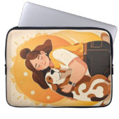 Liebliches Mädchen und Hundehug Laptopschutzhülle (Vorderseite)