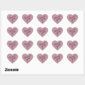 Liebliches Mauve - Pink Heart Danke Sticker (Blatt)