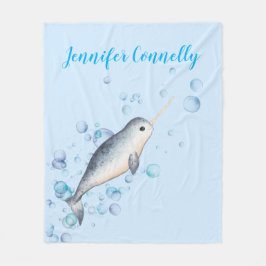 Liebliches Ozean Baby Narwhal & Blubbles Geschenk Fleecedecke