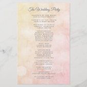 Liebliches Peach Wedding Programm (Rückseite)