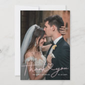 Liebliches Pink Neon Sign Wedding Foto Dankeskarte (Vorderseite)