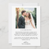 Liebliches Pink Neon Sign Wedding Foto Dankeskarte (Rückseite)