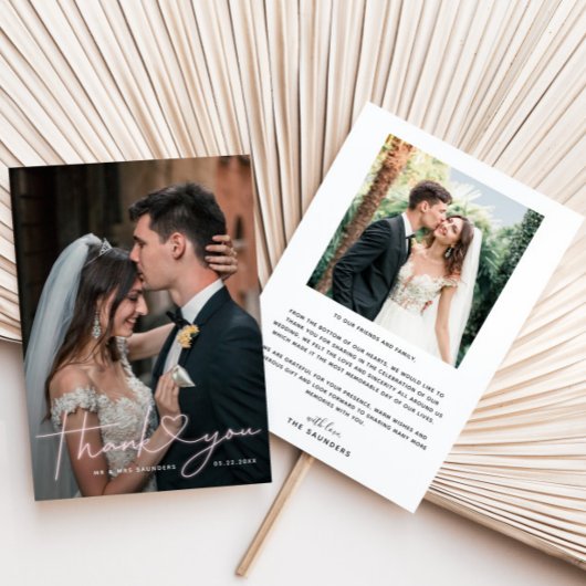 Liebliches Pink Neon Sign Wedding Foto Dankeskarte