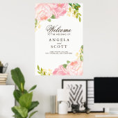 Liebliches Pink Peony Welcome Sign (24x36) Poster (Heimbüro)