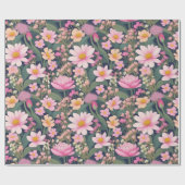 Liebliches rosa Blume Wrapping Paper Geschenkpapier (Flach)
