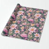 Liebliches rosa Blume Wrapping Paper Geschenkpapier (Ungerollt)
