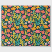 Liebliches rosa Blume Wrapping Paper Geschenkpapier (Flach)