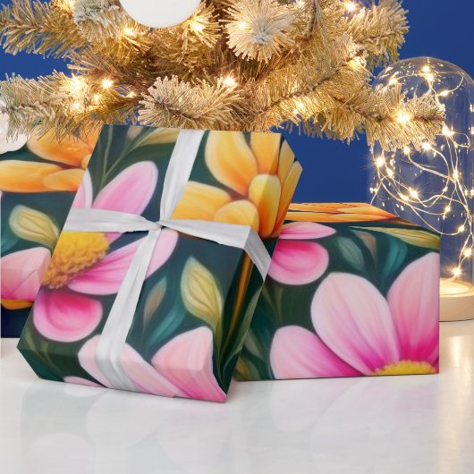 Liebliches rosa Blume Wrapping Paper Geschenkpapier (Feiertage)