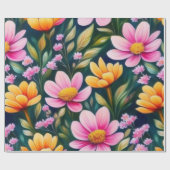 Liebliches rosa Blume Wrapping Paper Geschenkpapier (Flach)