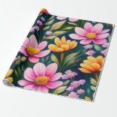 Liebliches rosa Blume Wrapping Paper Geschenkpapier (Ungerollt)