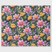 Liebliches rosa Blume Wrapping Paper Geschenkpapier (Flach)