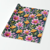 Liebliches rosa Blume Wrapping Paper Geschenkpapier (Ungerollt)