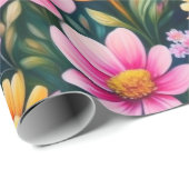 Liebliches rosa Blume Wrapping Paper Geschenkpapier (Rolleneckpunkt)