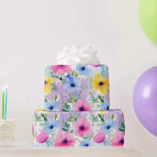 Liebliches rosa Blume Wrapping Paper Geschenkpapier (Partygeschenke)
