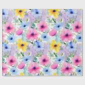 Liebliches rosa Blume Wrapping Paper Geschenkpapier (Flach)