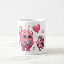 Liebliches rosa Monster & The Girl Kaffeetasse