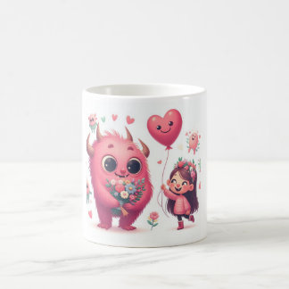 Liebliches rosa Monster & The Girl Kaffeetasse