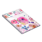Liebliches rosa und Lila Blumenmuster Notizblock (Rechte Seite)