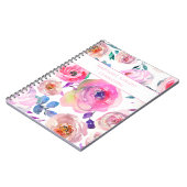 Liebliches rosa und Lila Blumenmuster Notizblock (Linke Seite)