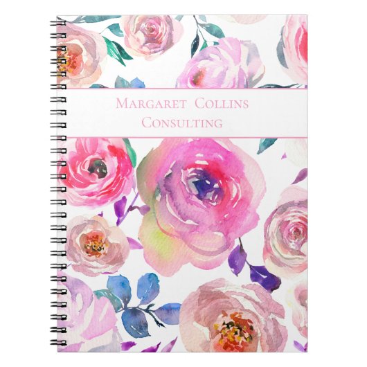 Liebliches rosa und Lila Blumenmuster Notizblock (Vorderseite)