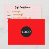 Liebliches rotes Geschenkzertifikat (Modern Brand  (Vorne/Hinten)