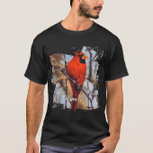 Liebliches Rotkardinal-Wintergemälde T-Shirt (Vorderseite)