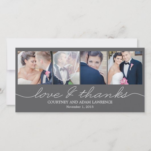 Liebliches Schreiben von Hochzeiten Dankeschön Kar Dankeskarte (Vorderseite)