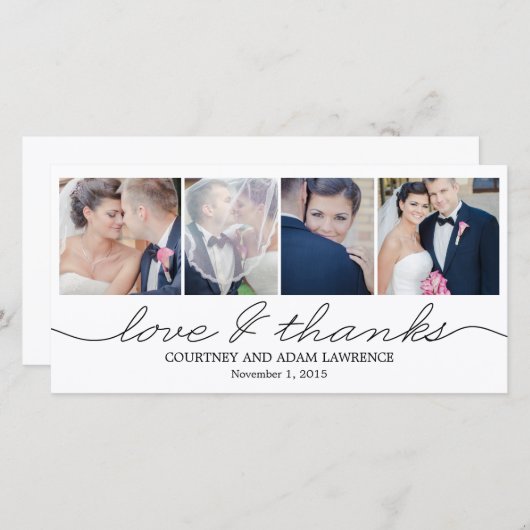 Liebliches Schreiben von Hochzeitskarten - Weiß Dankeskarte (Vorne/Hinten)