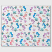 Liebliches Seepferd Wrapping Paper Geschenkpapier (Flach)