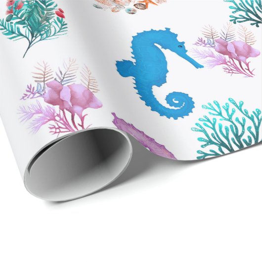 Liebliches Seepferd Wrapping Paper Geschenkpapier (Rolleneckpunkt)
