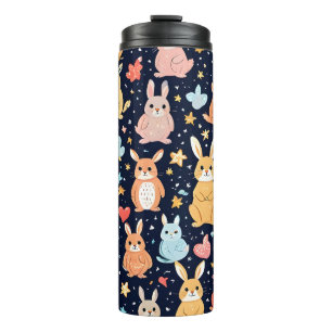 Liebliches Softpastell-Baby-Tier-Muster-Thermal Thermosbecher
