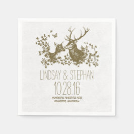 Liebliches und romantisches Hirschhochzeitpapier N Serviette