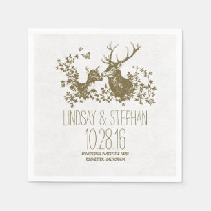 Liebliches und romantisches Hirschhochzeitpapier N Serviette