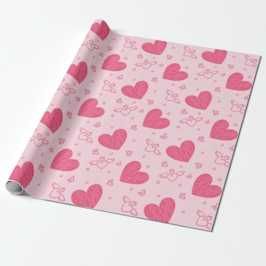 Liebliches Valentinstag Herzthema Design Geschenkpapier (Ungerollt)