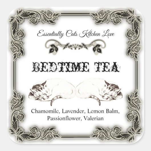 Liebliches Vintages Katzensiegel Quadratischer Aufkleber (Vorderseite)