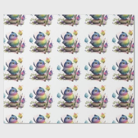 Liebliches Watercolor-Vogelumschlagpapier Geschenkpapier (Flach)
