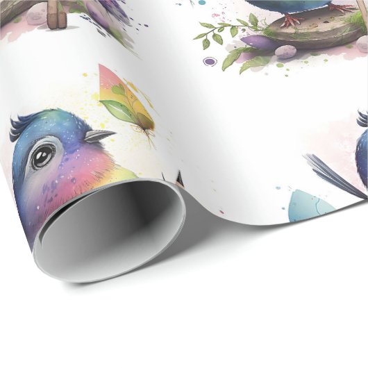 Liebliches Watercolor-Vogelumschlagpapier Geschenkpapier (Rolleneckpunkt)