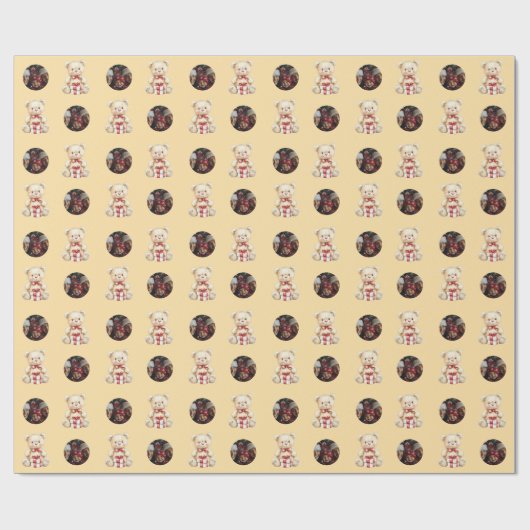 Liebliches Weihnachtsbär Custom Foto Geschenkpapier (Flach)