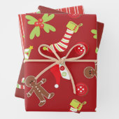 Liebliches Weihnachtsthema Rot und Grün Geschenkpapier Set (Beispiel)