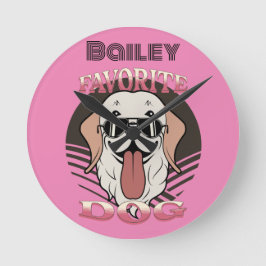 Liebling, lustiger niedlicher Hund, Mama/Papa Runde Wanduhr