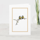 Lieblinge, die auf einem Kirschblütenzweig sitzen Karte (Vorderseite)