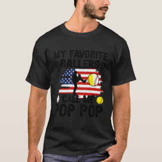 Lieblings-Baller nennen mich Pop Pop Softball Base T-Shirt