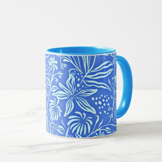 Lieblings-Blumenmuster in Blau Tasse (VorderseiteRechts)