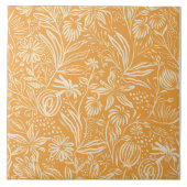 Lieblings-Blumenmuster in goldenem Gelb Fliese (Vorderseite)