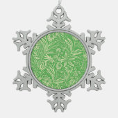 Lieblings-Blumenmuster in Grün Schneeflocken Zinn-Ornament (Vorderseite)