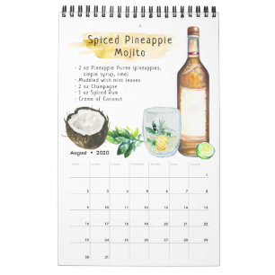 Lieblings-Cocktail-Rezepte   Wasserfarbe Illustrie Kalender
