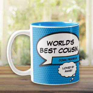 Lieblings-Cousin Lustiger Comic-Book Blau Zweifarbige Tasse